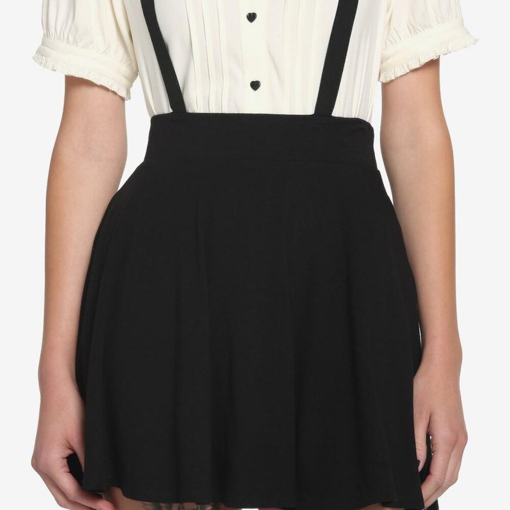 HOT TOPIC GOTH VAMPIRE SCHOOLGIRL BLACK SUSPENDER SKATER SKIRT XL